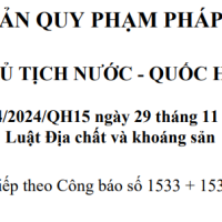 Luật Địa chất và khoáng sản 54/2024/QH15 ngày 29 tháng 11 năm 2024 