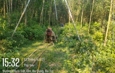 Khoan khảo sát khoáng sản đất làm vật liệu san lấp tại mỏ đất Dốc Mốc 2, xã Ba Tơ, tỉnh Quảng Ngãi