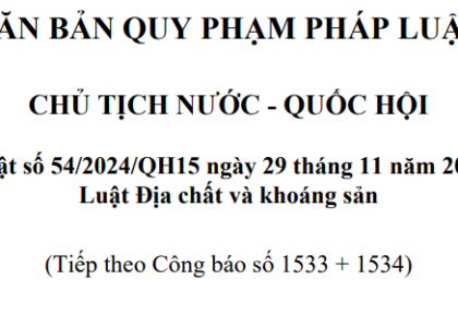 Luật Địa chất và khoáng sản 54/2024/QH15 ngày 29 tháng 11 năm 2024 